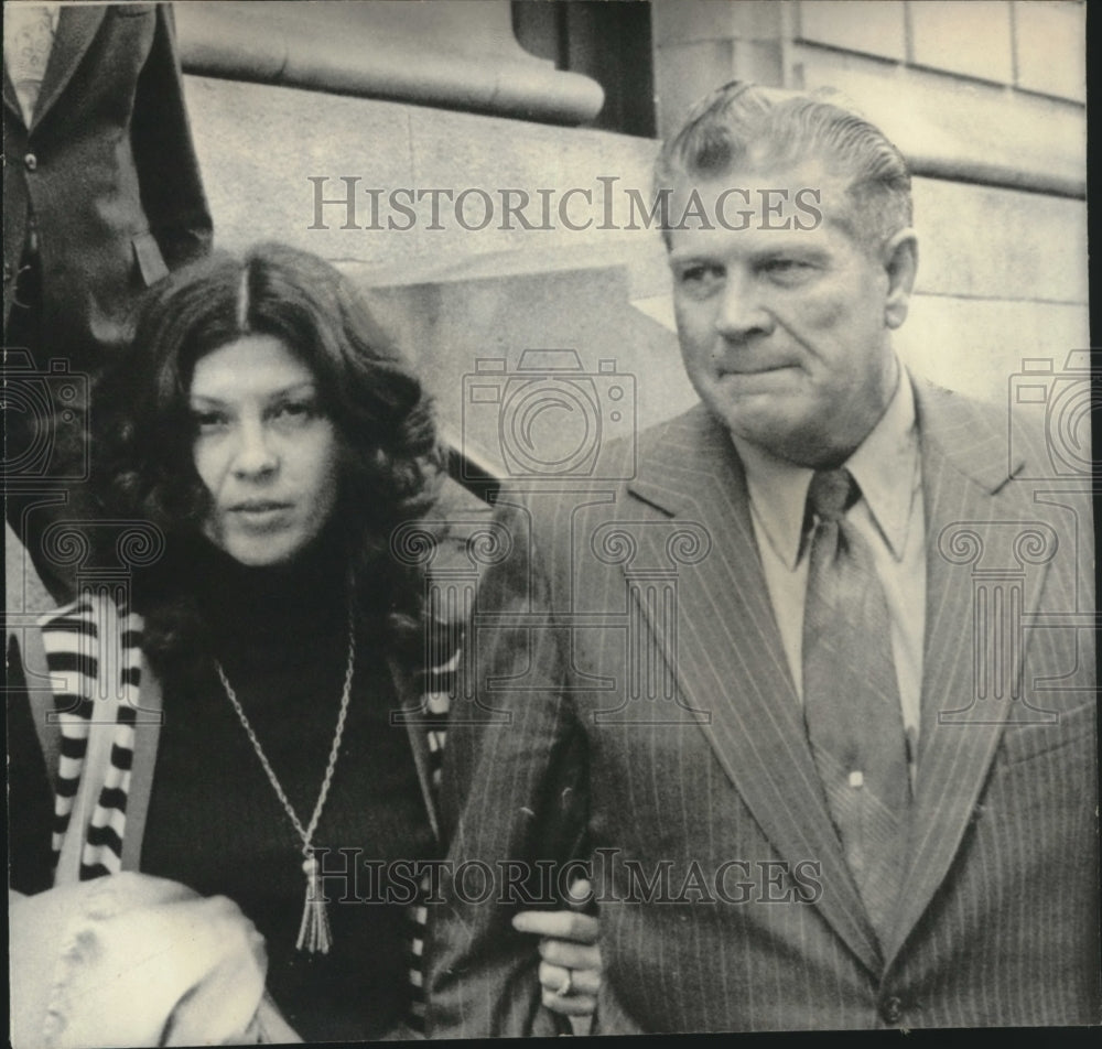 1973, Edward Grady Partin, and Wife Leave Federal Court in Atlanta - Historic Images