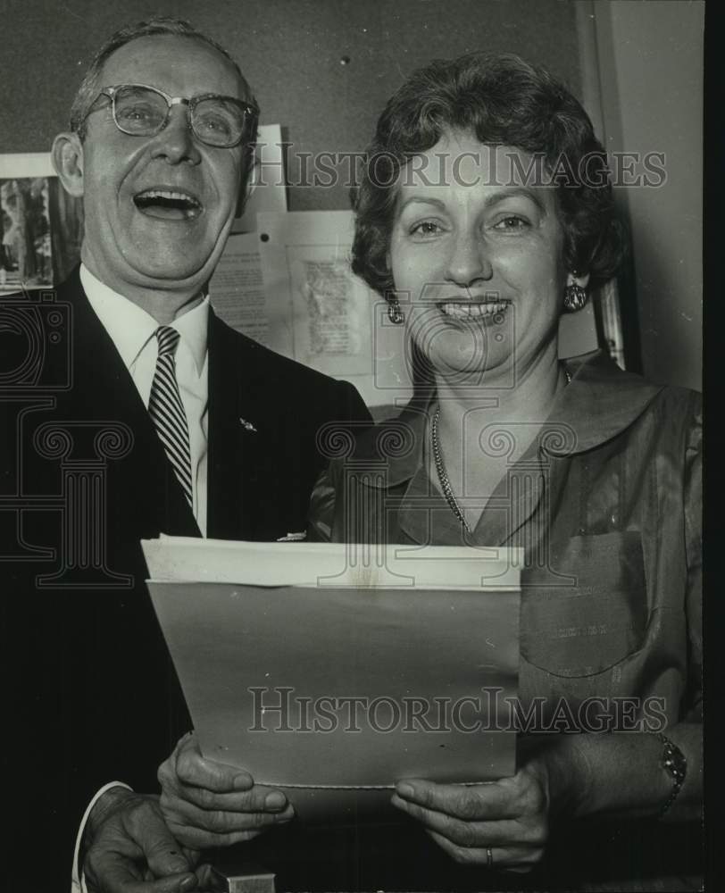 1963, Politician Albert Boutwell &amp; wife with return papers - Historic Images