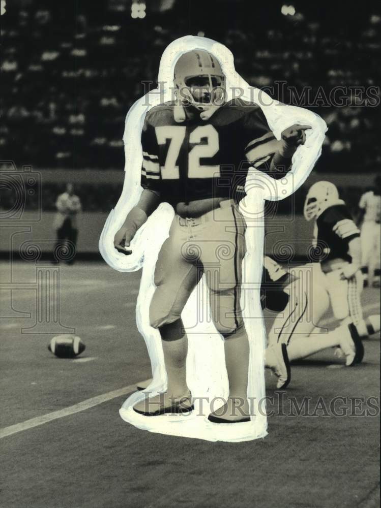 1978 Press Photo Bob Becnel in football uniform superimposed on football picture - Historic Images