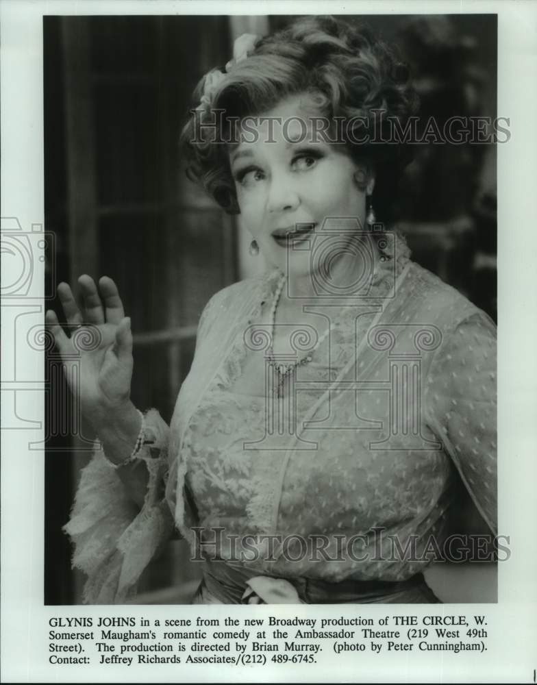 1990 Press Photo Glynis Johns in the Comedy &quot;The Circle&quot; by W. Somerset Maugham - Historic Images