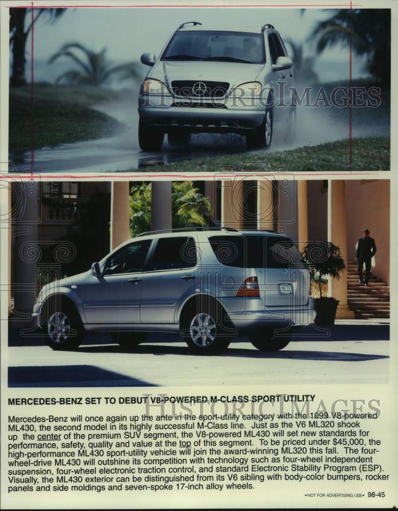 1999 Press Photo Mercedes-Benz V-8 powered M-Class Sport Utility - abna43652 - Historic Images