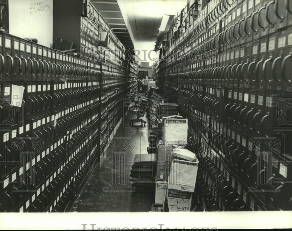 1980 Press Photo Records storage area, Jefferson County, Alabama courthouse - Historic Images