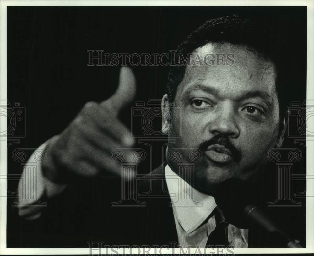 1992 Press Photo Jesse Jackson speaking at Miles College, Fairfield, Alabama - Historic Images