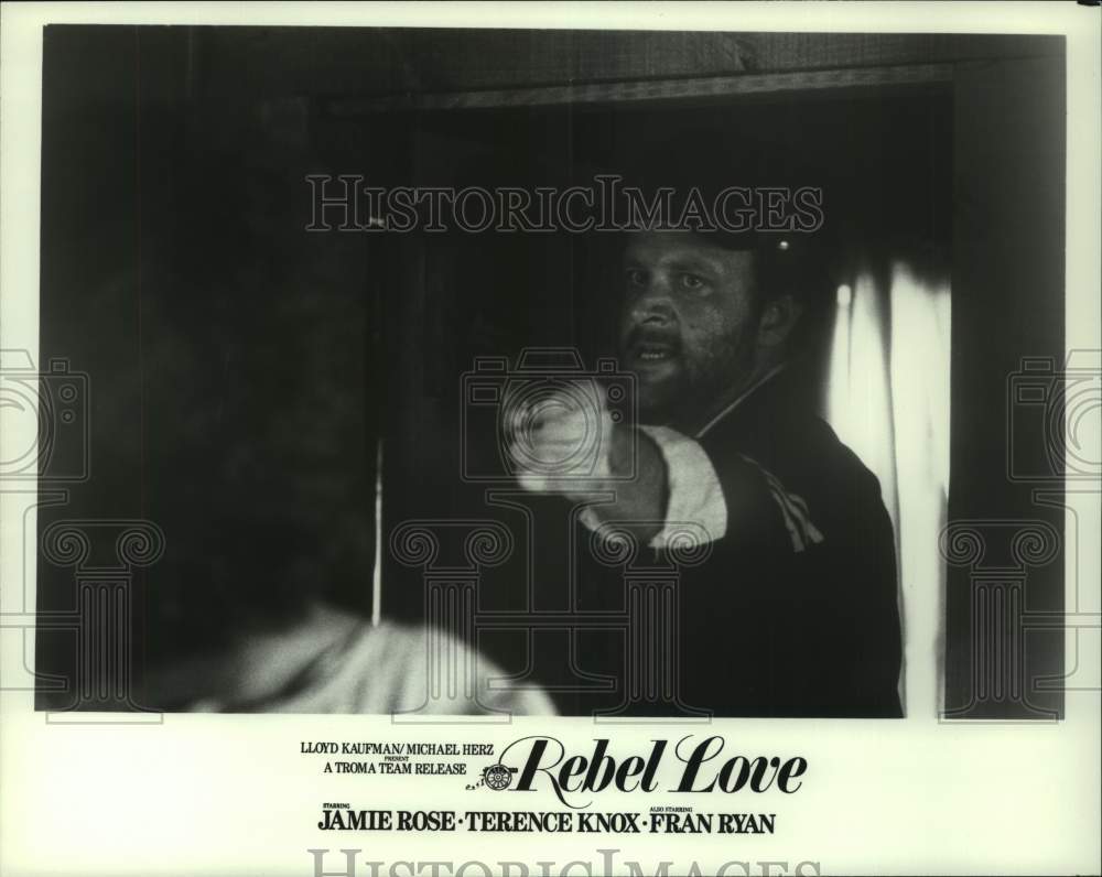 Press Photo Scene from &quot;Rebel Love&quot; with Jamie Rose, Terence Knox &amp; Fran Ryan - Historic Images