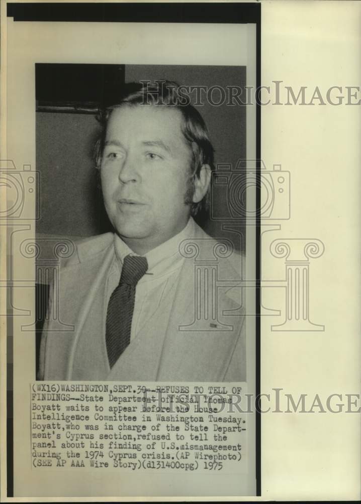 1975 Press Photo Thomas Boyatt, US State Department official - abna43964 - Historic Images