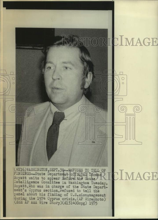 1975 Press Photo Thomas Boyatt, US State Department official - abna43964 - Historic Images