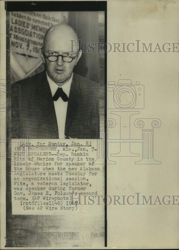 1967 Press Photo Alabama Representative Rankin Fite of Marion County - abna43986 - Historic Images