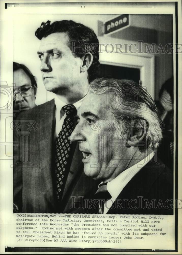 1974, Representative Peter Rodino, Chair of House Judiciary Committee - Historic Images