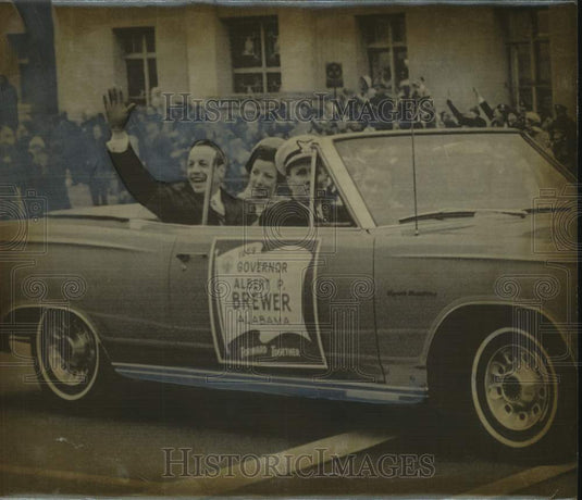 1969 Press Photo Alabama Governor Albert Brewer & First Lady in Inaugural Parade - Historic Images