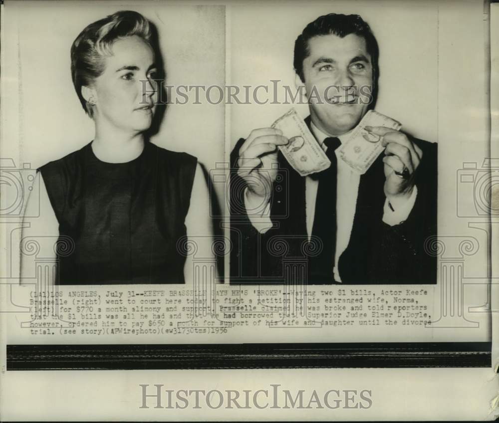 1956, Actor Keefe Brasselle and Estranged Wife, Norma, Went to Court - Historic Images