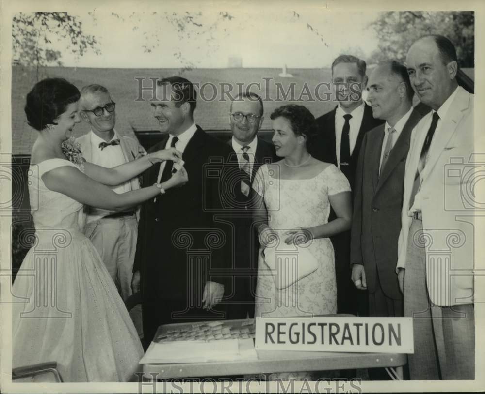 1958 Press Photo Mr. and Mrs. John Patterson at Ceremony - abna44130 - Historic Images