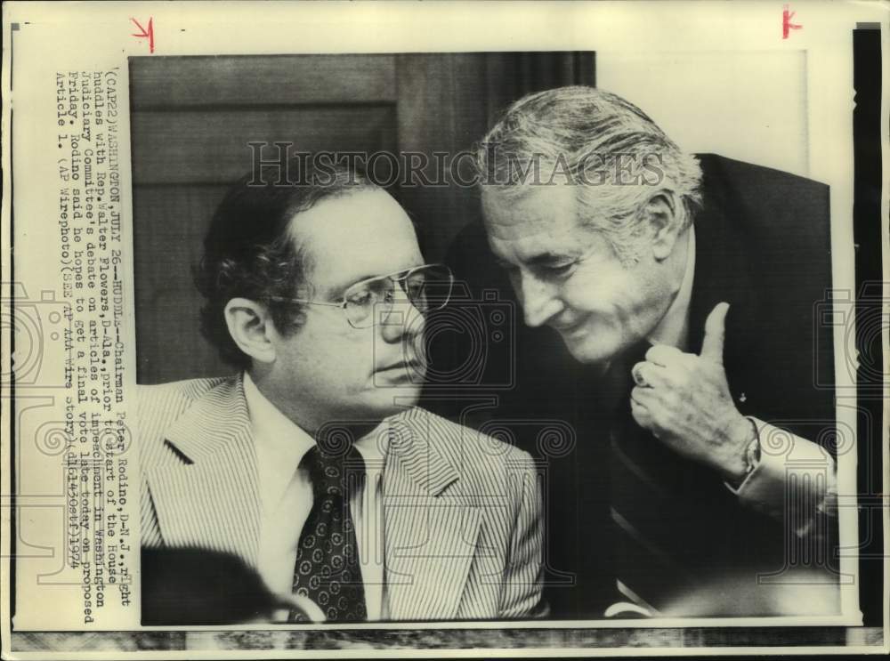 1974 Press Photo Representatives Discuss Impeachment Articles - abna44154 - Historic Images