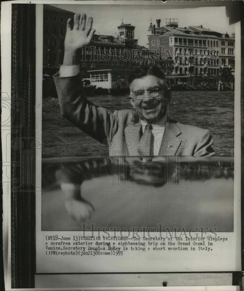 1955, Secretary of the Interior Douglas McKay in Venice, Italy - Historic Images