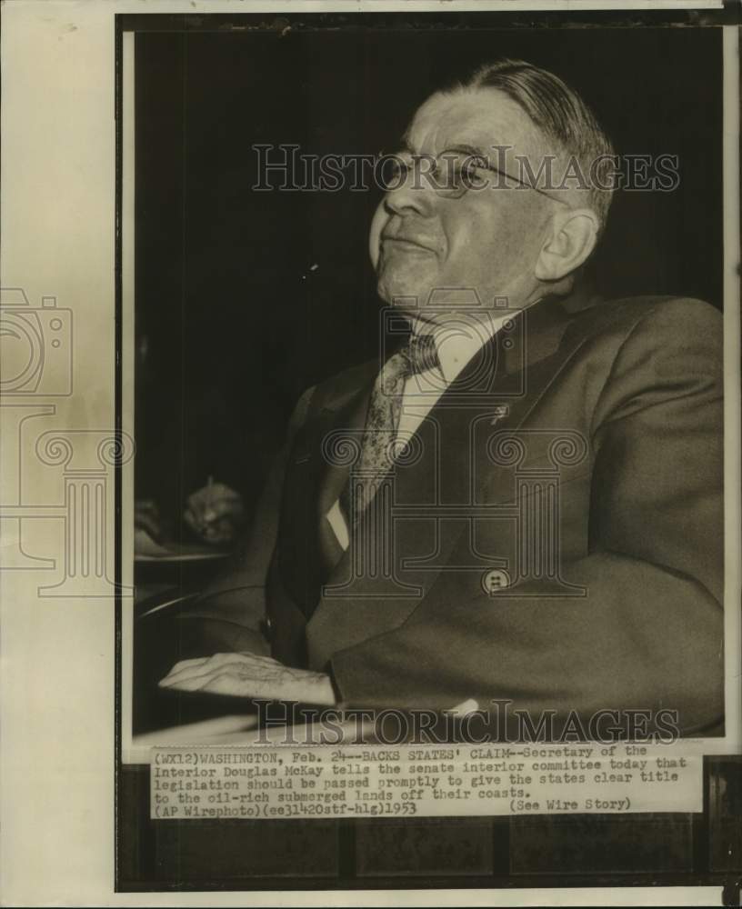 1953 Press Photo Secretary of the Interior Douglas McKay - abna44164 - Historic Images