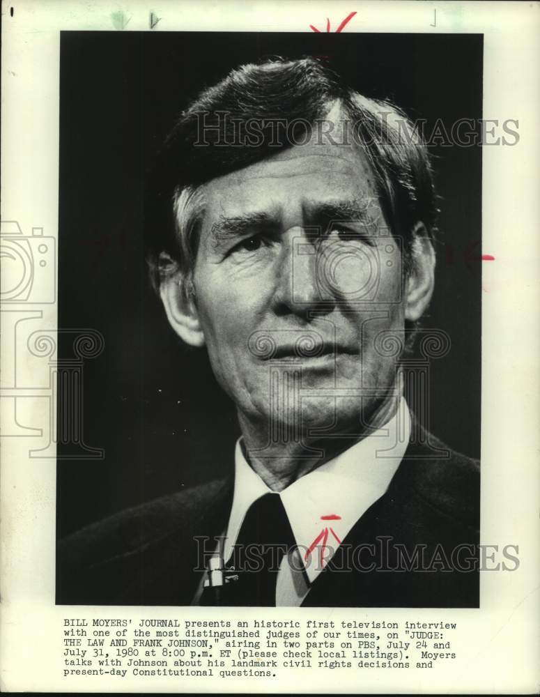 1980 Press Photo Federal Judge Frank Johnson on Bill Moyers' Journal - abna44196 - Historic Images