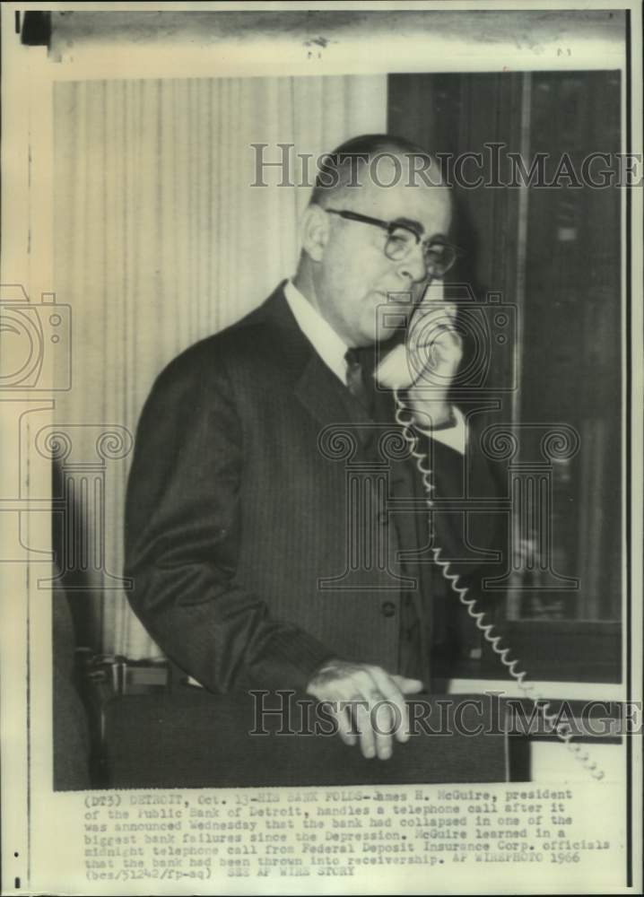1966 Press Photo Public Bank of Detroit Executive James H. McGuire - abna44228 - Historic Images