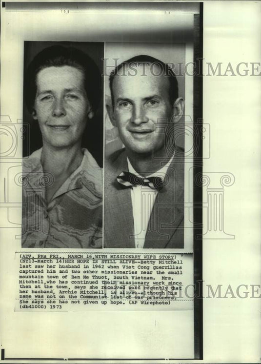 1973, Betty and Archie Mitchell, Missionaries in Vietnam - abna44235 - Historic Images