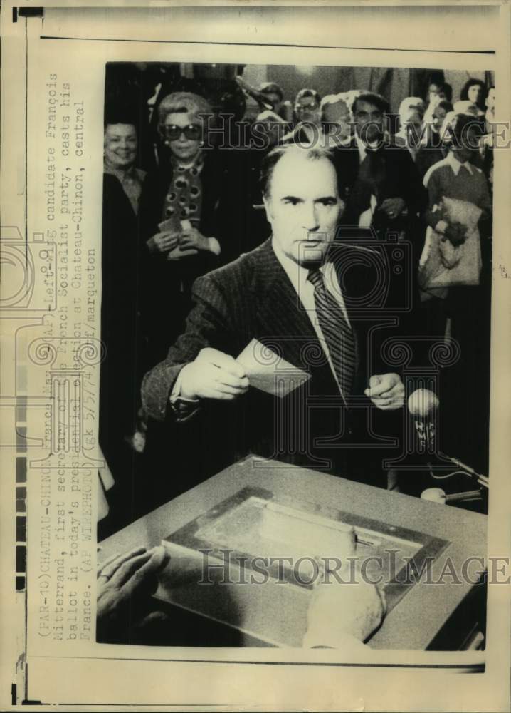 1974 Press Photo French Socialist Presidential Candidate Francoic Mitterrand - Historic Images