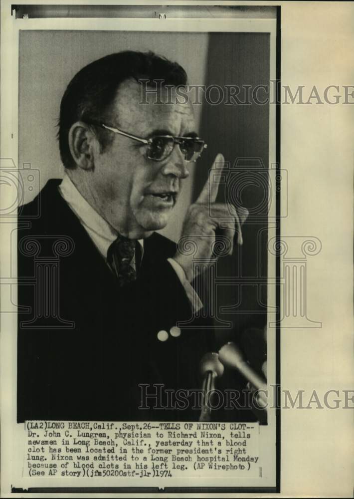 1974, Dr. John C. Lungren, Doctor to President Richard Nixon - Historic Images