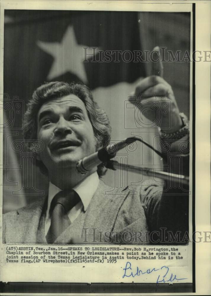 1975 Press Photo Reverend Bob Harrington of Bourbon Street, New Orleans, LA - Historic Images