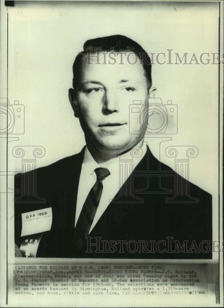 1966, J.C. Holland, Outstanding Young Farmer in America for 1965-66 - Historic Images