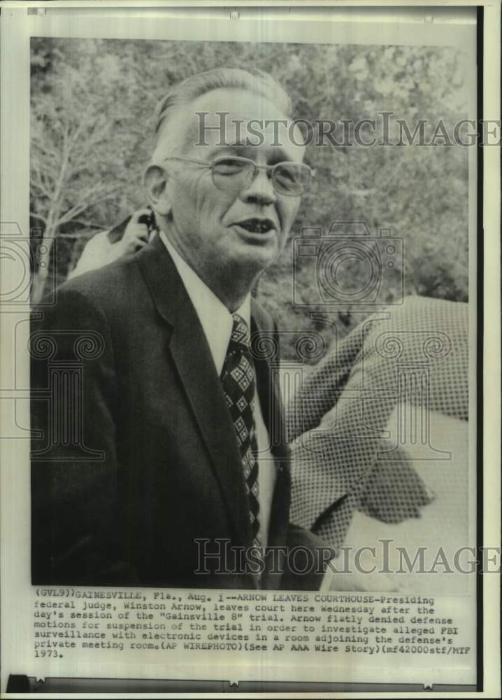 1973, Winston Arnow, Federal Judge, at &quot;Gainesville 8&quot; Trial - Historic Images