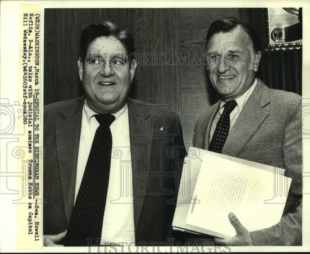 1980 Press Photo Truman Hobbs, Nominee for Federal Judge &amp; AlabamaSenator Heflix - Historic Images