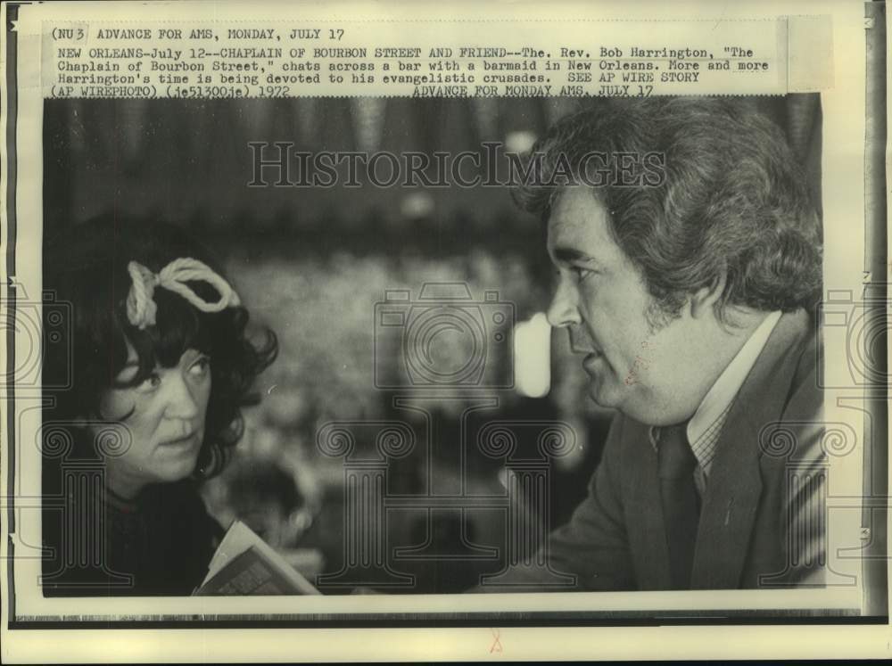 1972, The Reverend Bob Harrington Talks with Barmaid in New Orleans - Historic Images