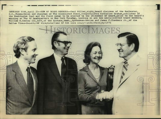 1974, Katharine Graham & Others Elected to Associated Press Board - Historic Images