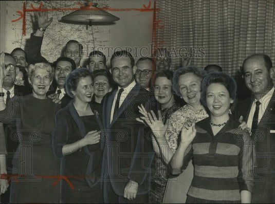 1958, Governor-Elect & Mrs. John Patterson with Supporters After Win - Historic Images