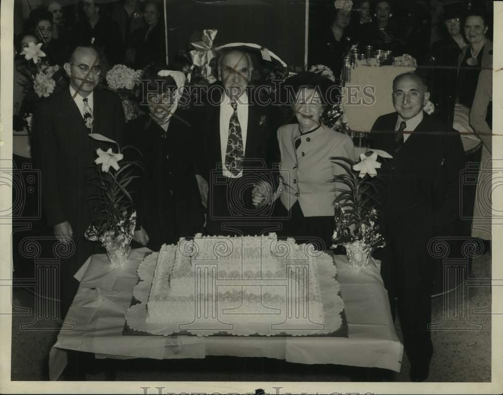 1951, Group Stands Around Cake at Party - abna44781 - Historic Images