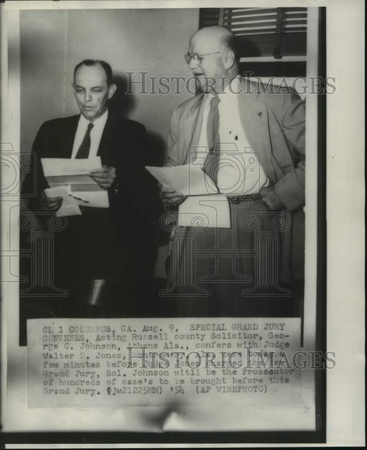 1954, Solicitor George C. Johnson & Judge Walter B. Jones, Grand Jury - Historic Images