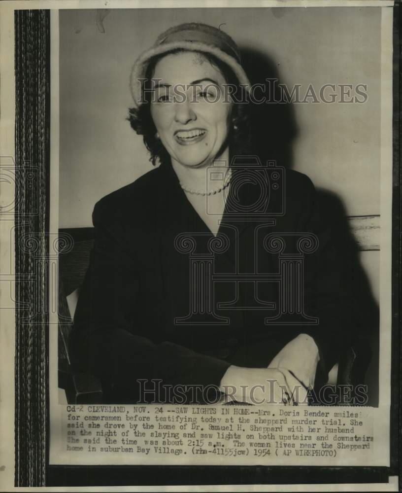 1954, Mrs. Doris Bender Before Testifying in Dr. Sheppard Trial - Historic Images