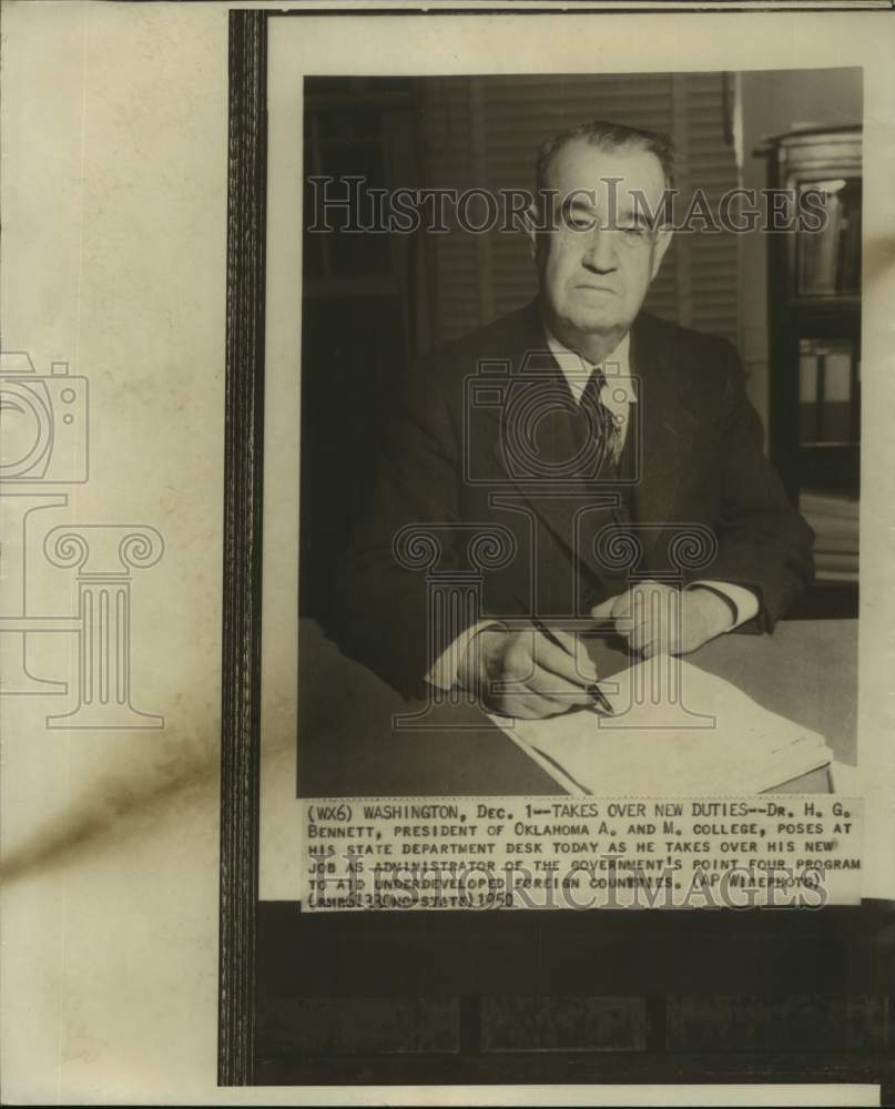 1950, Dr. H. G. Bennett, New Administrator of Point Four Program - Historic Images