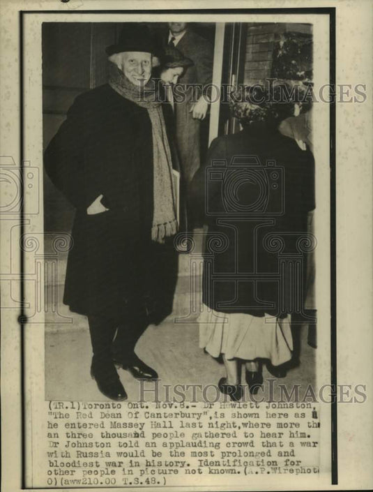 1948, Dr. Herbert Johnston, "The Red Dean of Canterbury" in Tornoto - Historic Images