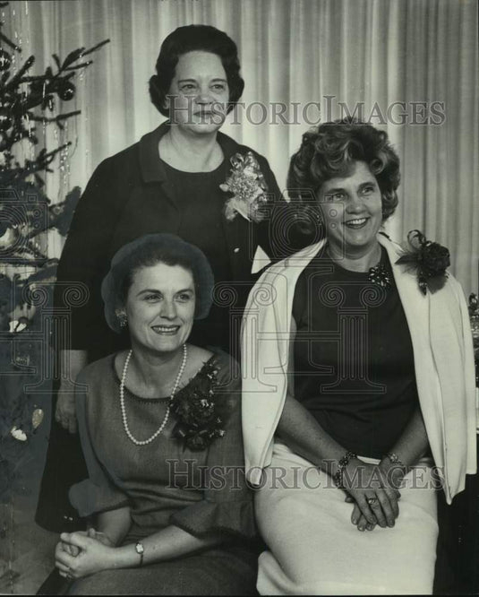 1965, Members of Women's Chamber of Commerce at Christmas Party - Historic Images