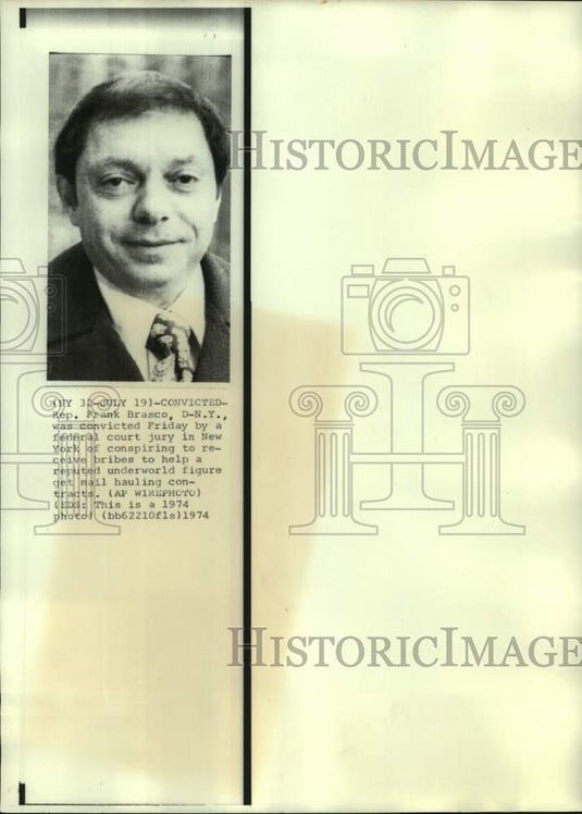 1974, Reprentative. Frank Brasco, re: bribe hearing, New York, - Historic Images