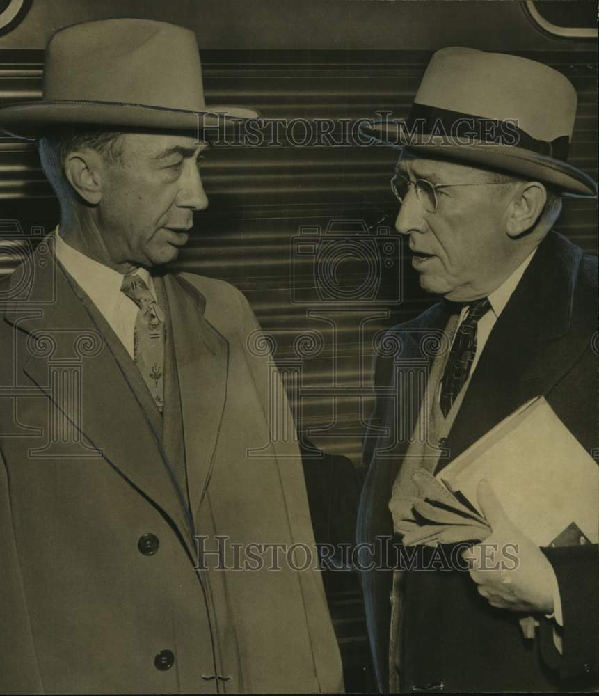 1952 Press Photo Albert Stapp, Basil O'Connor at March of Dimes Meeting-Historic Images