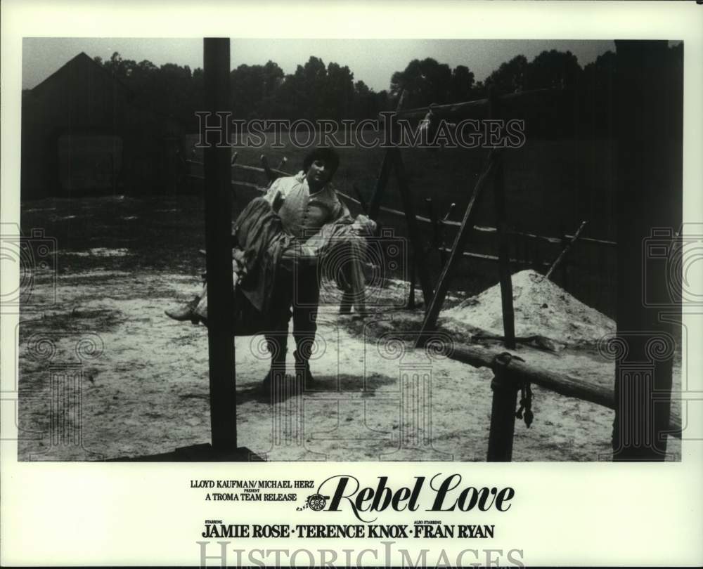 Press Photo Actors Jamie Rose, Terence Knox in scene from "Rebel Love" - Historic Images