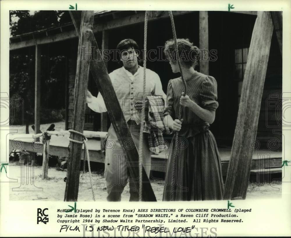 1984 Press Photo Actors Terence Knox, Jamie Rose in scene from &quot;Shadow Waltz&quot; - Historic Images