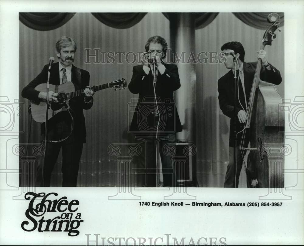 Press Photo Three on a String band of Birmingham, AL performing on stage, promo - Historic Images