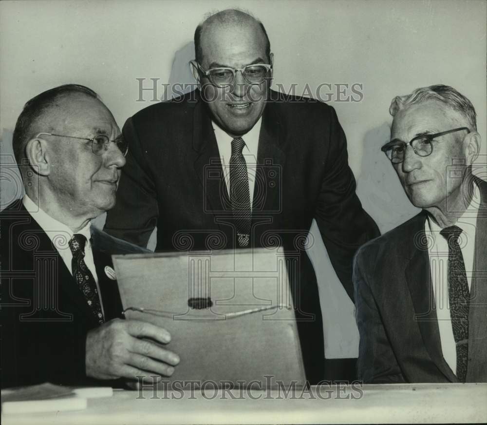 1961, Sellers Stough, High School Principal, &amp; J.P. Creel with Awards - Historic Images