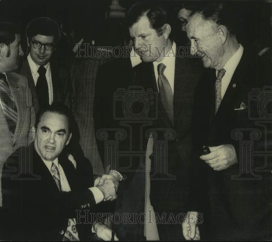 1973, George Wallace, Governor, with Senators Kennedy & Mansfield - Historic Images