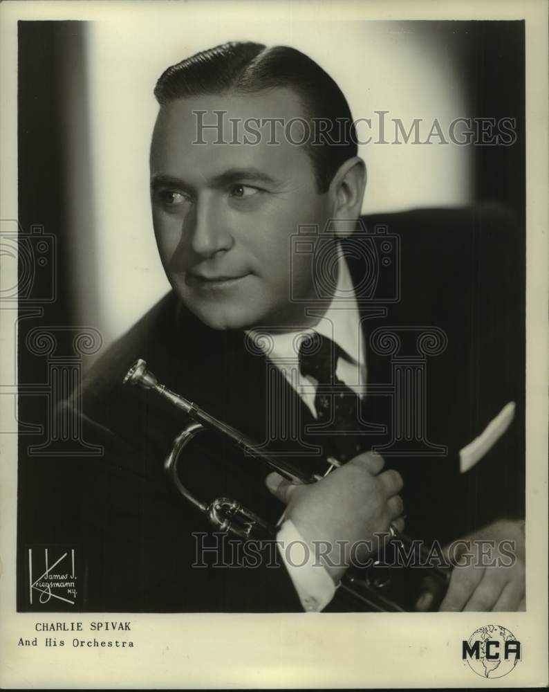 1957 Press Photo Charlie Spivak, Orchestra Leader &amp; Trumpeter - Historic Images