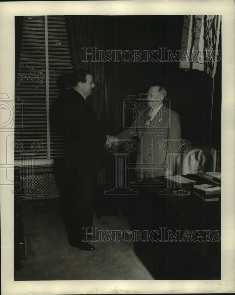 1944, Governors Chauncey Sparks, J.M. Broughton Shaking Hands - Historic Images