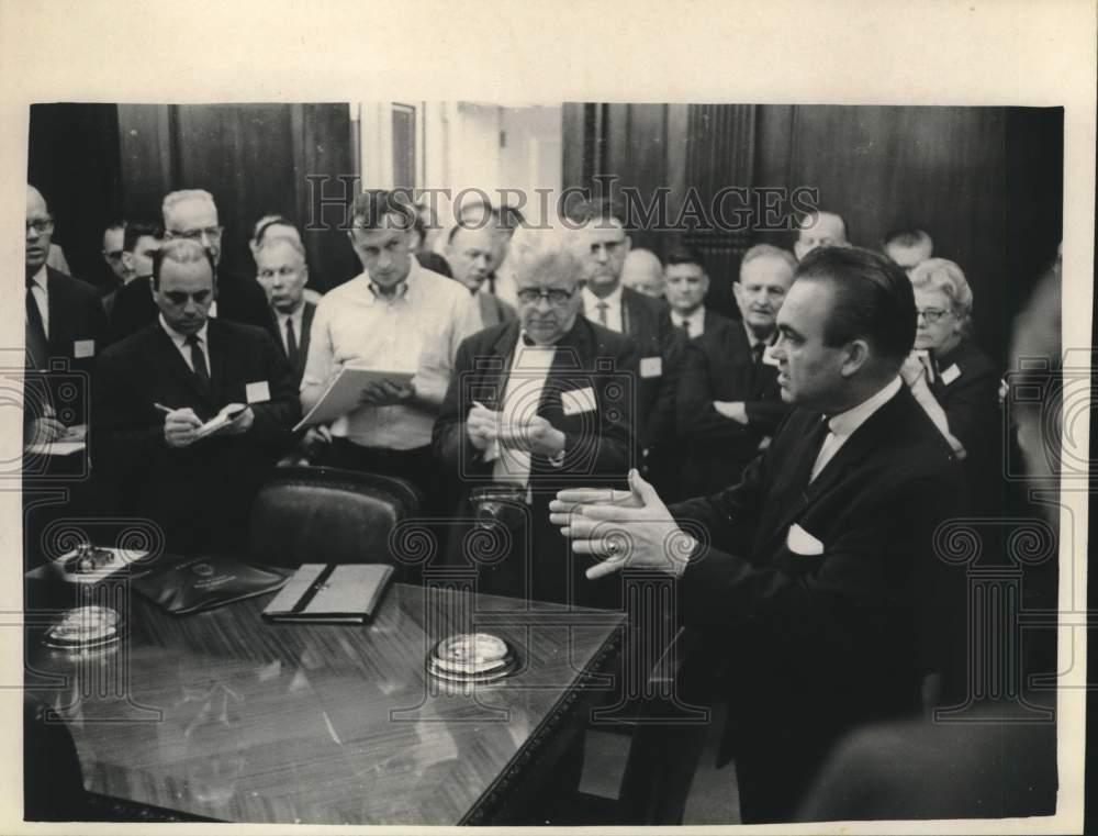 1965 Governor George C. Wallace Speaks to Newsmen on Tour of Alabama - Historic Images