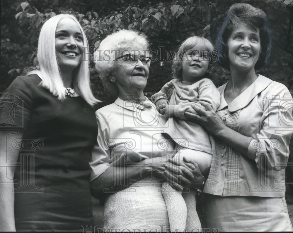 1969, Mrs. John Comant with relatives at Bode family reunion - Historic Images