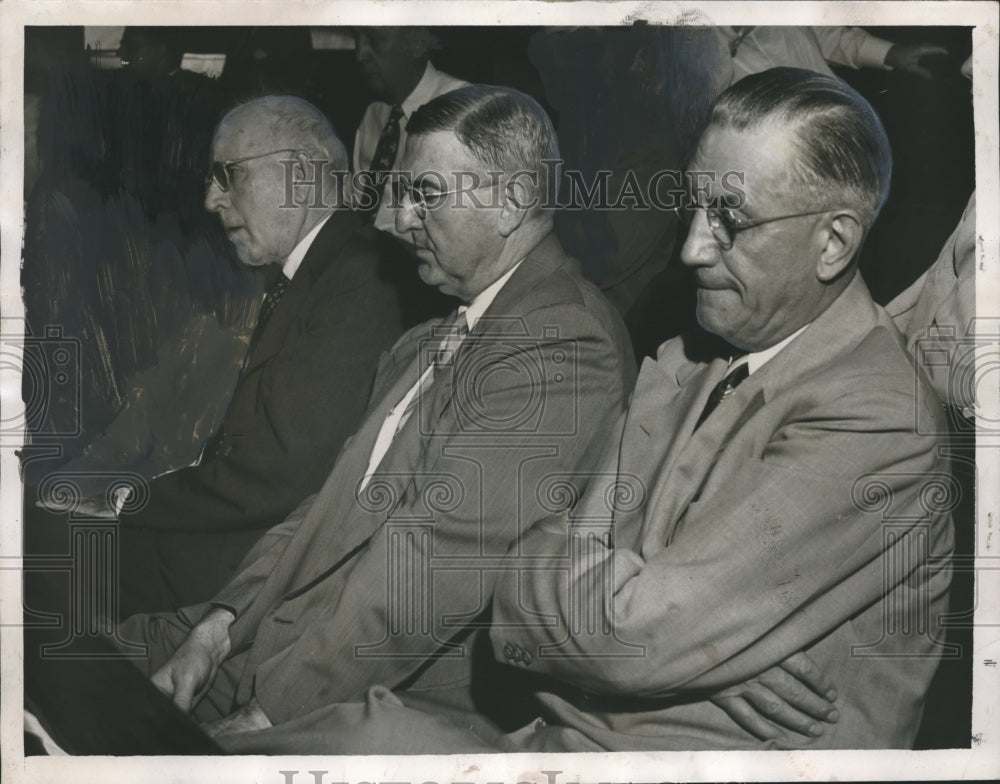 1949, Textile executive Donald Comer and others in courtroom - Historic Images