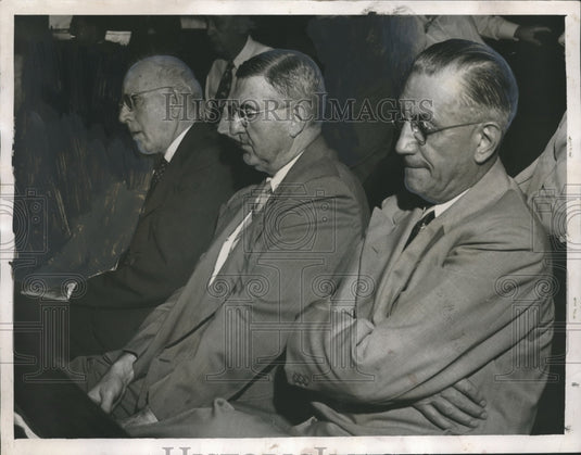 1949, Textile executive Donald Comer and others in courtroom - Historic Images