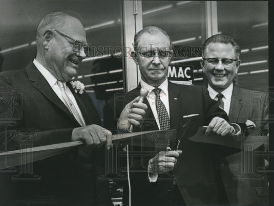 1966, Mayor Albert Boutwell at opening of Luther Coggin Oldsmobile - Historic Images